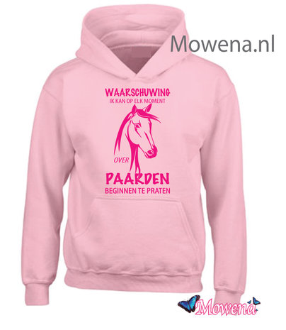 Kids Hoodie Waarschuwing over paarden te praten KH0105