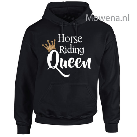 Gouden kroontje horse riding Queen hoodie voorkant opdruk div kleuren KH0091