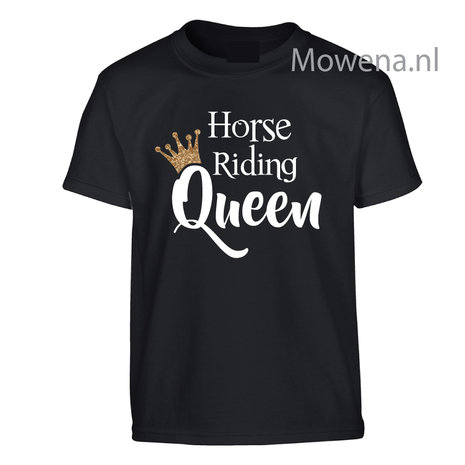 Kroontje goud Horse  Riding Queen kids shirt div. kleuren KTP0091