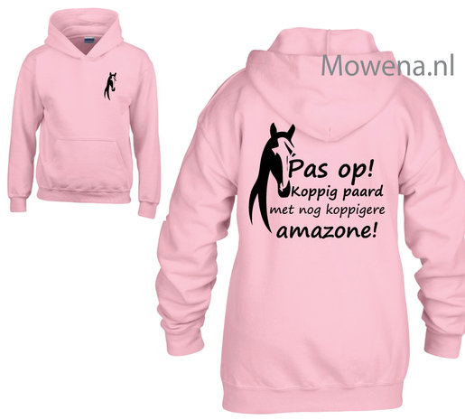 Hoodie amazone pas op koppig paard kids KH0096