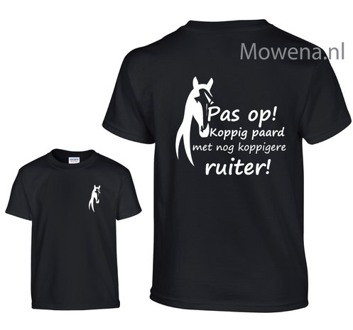 Pas op koppig paard ruiter shirt kids KTP0096