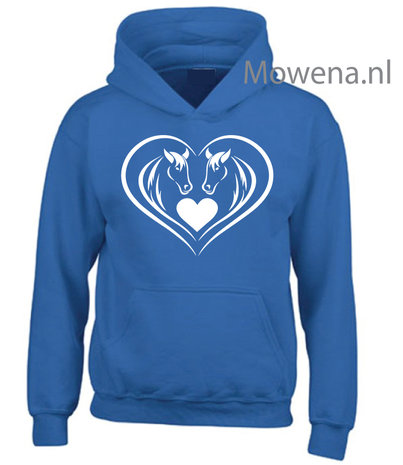 Hoodie kids paarden in hartvorm met hartje div kleuren KH0097