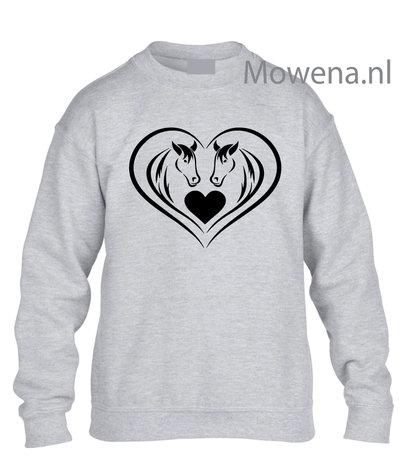 Sweater kids paarden in hartvorm met hartje KH0097