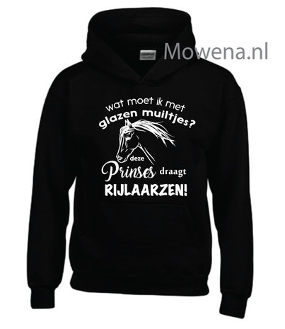 Kids Hoodie glazen muiltjes deze prinses draagt paardrijlaarzen KH0098