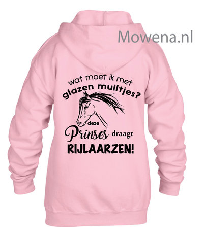 Kids Hoodie glazen muiltjes deze prinses draagt paardrijlaarzen KH0098