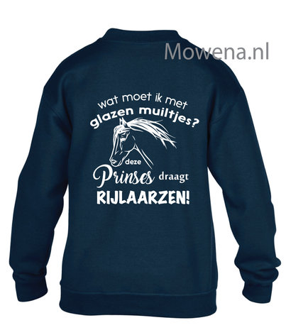 Kids Sweater glazen muiltjes deze prinses draagt paardrijlaarzen KH0098