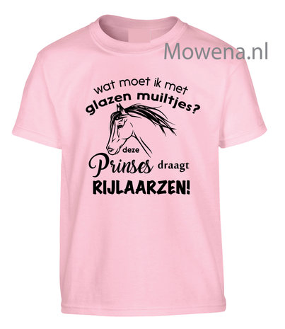 T-shirt kids glazen muiltjes deze prinses draagt paardrijlaarzen KTP0098