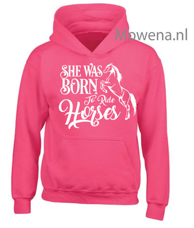 Kids Hoodie she was born to ride horses KH0100