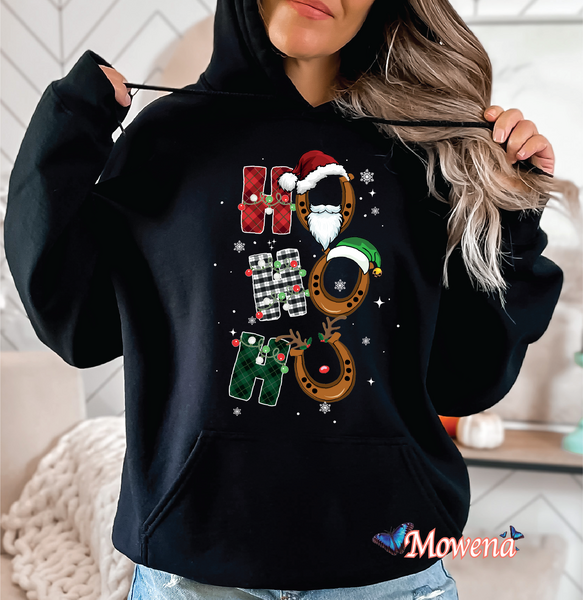 hoodie hohoho met hoefijzers full colour PH0156