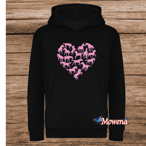 Kids hoodie paarden in hartvorm PH0159