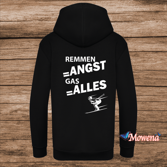 Kids Hoodie remmen=angst Gas = Alles KH0174