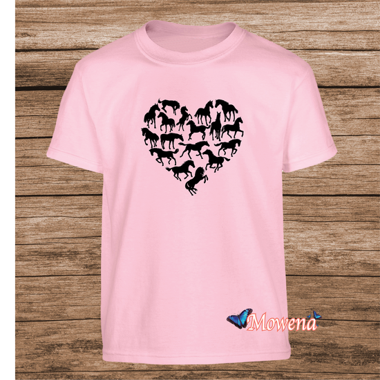 Kids t-shirt paarden in hartvorm PH0159