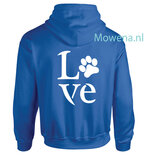 Hoodie love met hondenpootje div. kleuren
