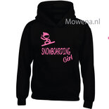Kids hoodie Snowboarding girl vk opdruk div kleuren KHW0072