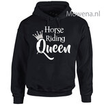 Hoodie zilveren kroontje horse riding Queen voorkant div.kleuren PH0091
