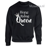 Sweater zilveren kroontje horse riding Queen voorkant opdruk div.kleuren SP091