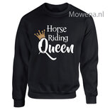 Sweater gouden kroontje horse riding Queen div.kleuren SP091