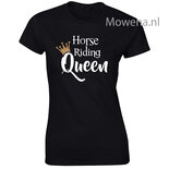 Dames shirt kroontje goud horse riding Queen vk div.kleuren ptd091