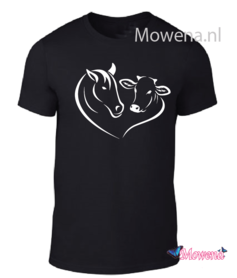 Unisex Paard en koe in hart  ptu141 Unisex Paard en koe in hart  ptu141