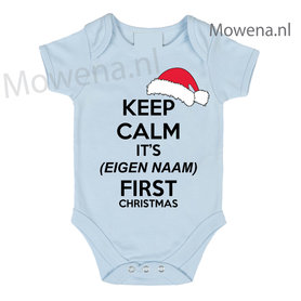 Keep calm its (naam) first christmas (baby blauw)