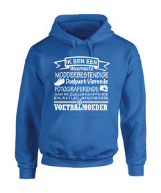 Ik ben voetbalmoeder royal blue/wit