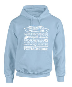 Ik ben voetbalmoeder light blue/wit
