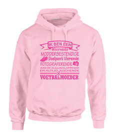 Ik ben voetbalmoeder pink/fluor roze