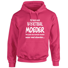 Stoere voetbalmoeder fuchsia/wit