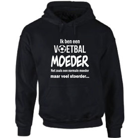 Stoere voetbalmoeder zwart/wit