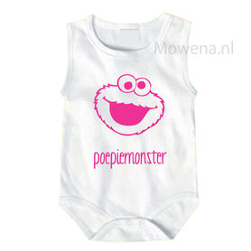Poepiemonster fluor roze opdruk R005
