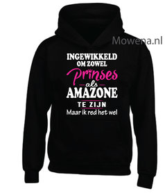 Prinses als amazone hoodie 2 kleuren opdruk voorkant KH0089 Prinses als amazone hoodie 2 kleuren opdruk voorkant KH0089