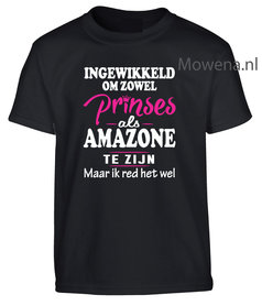 Prinses als amazone kids 2 kleurenopdruk shirt div. kleuren KTP0089 Prinses als amazone kids 2 kleurenopdruk shirt div. kleuren KTP0089