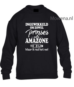 Prinses als amazone sweater opdruk KH0089 Prinses als amazone sweater opdruk KH0089