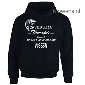 Hoodie geen therapie nodig gaan vissen VH001 Hoodie geen therapie nodig gaan vissen VH001