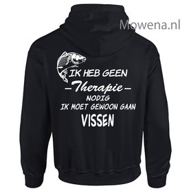 Hoodie geen therapie nodig gaan vissen VH001 Hoodie geen therapie nodig gaan vissen VH001