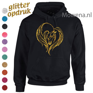 Paardenhoofd met staart Hoodie met glitteropdruk vk div.kleuren PH0063