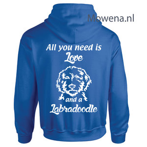 Hoodie Labradoodle all you need is love ak div.kleuren DH0058