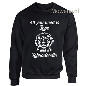 Sweater labradoodle al you need is love vk div.kleuren DS058