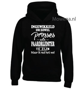 Prinses als paardrijdster hoodie voorkant opdruk div kleuren KH0088