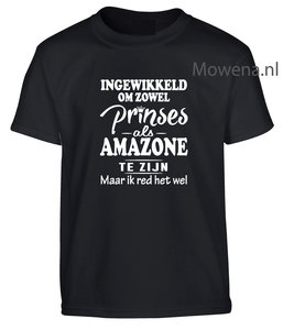 Prinses als amazone kids shirt div. kleuren KTP0089