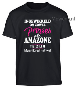 Prinses als amazone kids 2 kleurenopdruk shirt div. kleuren KTP0089