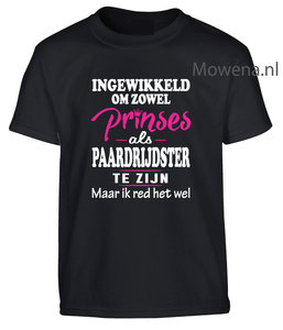 Prinses als paardrijdster kids 2 kleurenopdruk shirt div. kleuren KTP0088