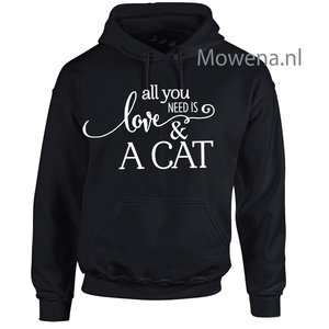 Hoodie all you need is love & a cat poesh005