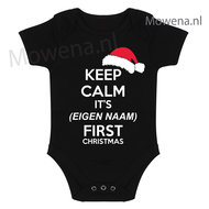 Keep calm its (naam) first christmas (zwart)