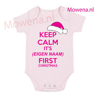 Keep calm its (naam) first christmas (powder pink)