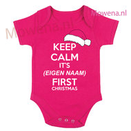 Keep calm its (naam) first christmas (fuchsia)