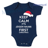 Keep calm its (naam) first christmas (navy)