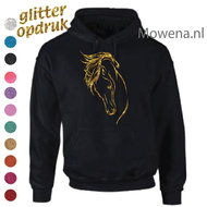 Hoodie met glitteropdruk div.kleuren P0055