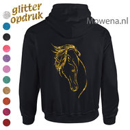 Hoodie met glitteropdruk div.kleuren P0055