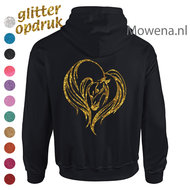 Paardenhoofd met staart Hoodie met glitteropdruk ak div.kleuren PH0063